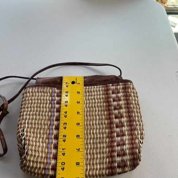 Paola Del Lungo Purse Handwoven Raffia Leather Top and Strap - Picture 3 of 12